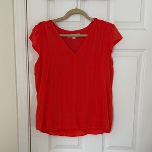Women's orange red V-Neck Top